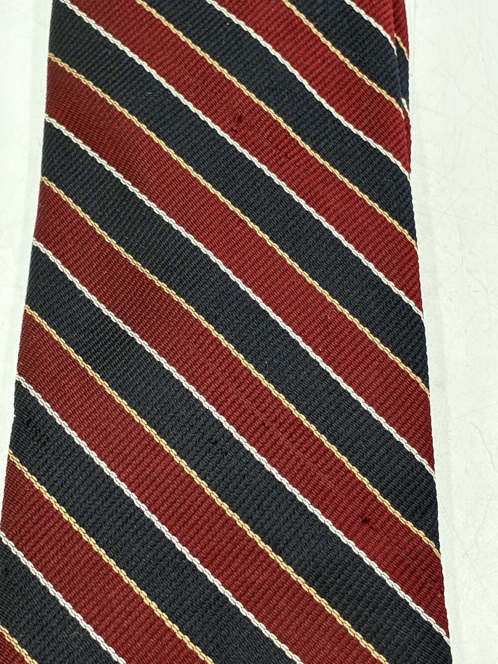 Pietro di Como Roma Milano Silk Repp Stripe Tie Navy Burgundy Gold Italian